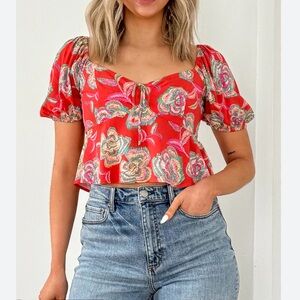 Z supply Dante tango orange paisley crop top size L